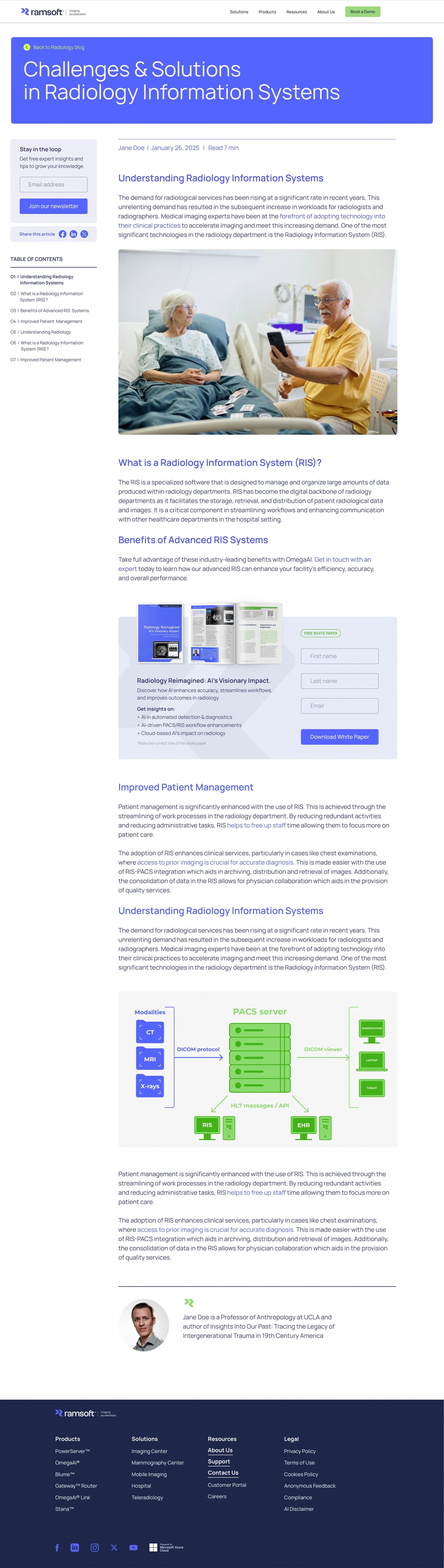RamSoft radiology blog – redesigned article page