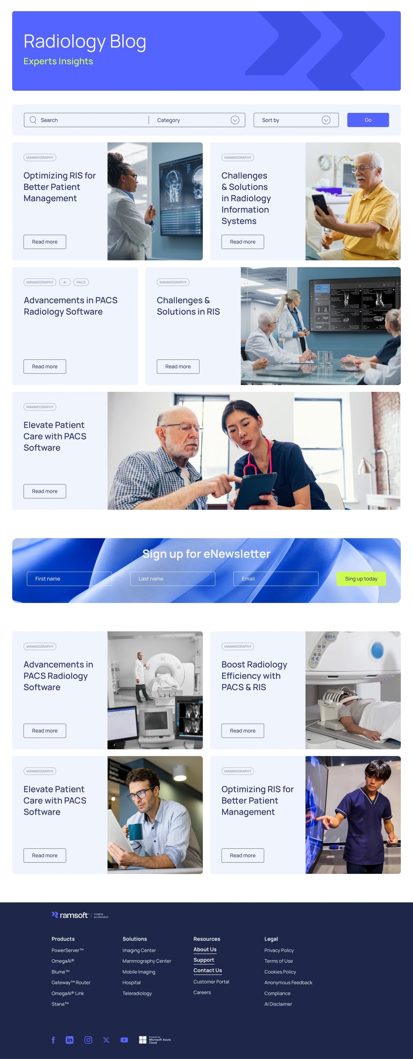 RamSoft radiology blog – redesigned listing page