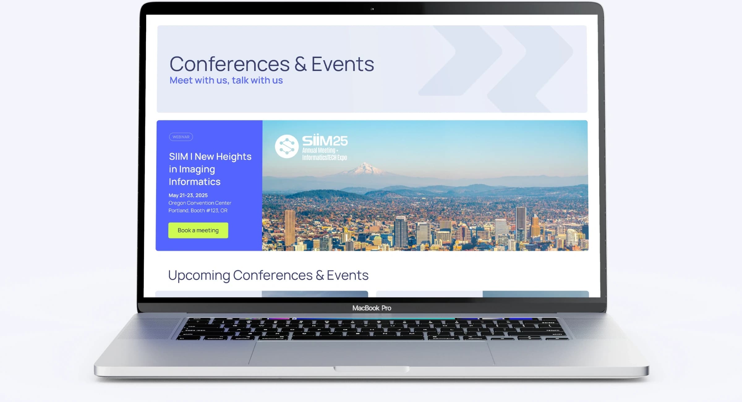 RamSoft events page on a laptop