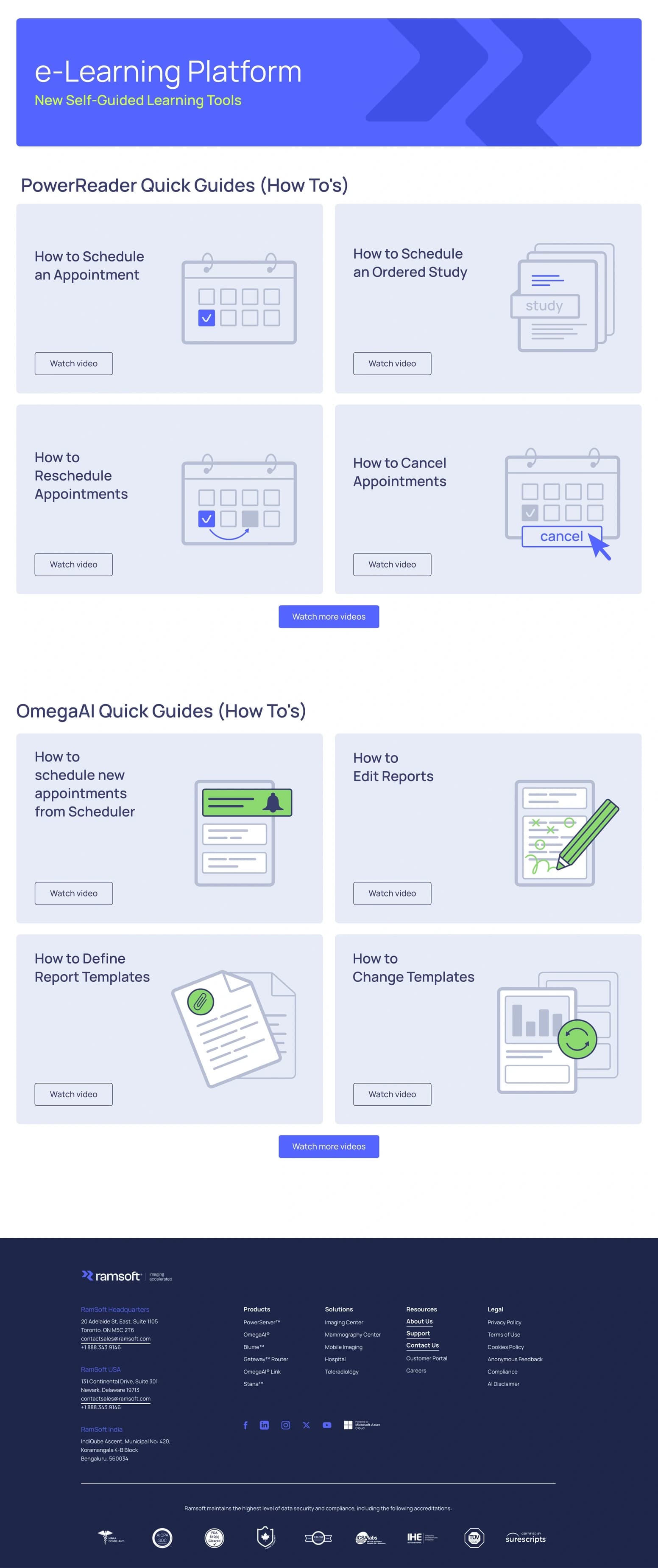 RamSoft e-learning platform – video guide catalogue